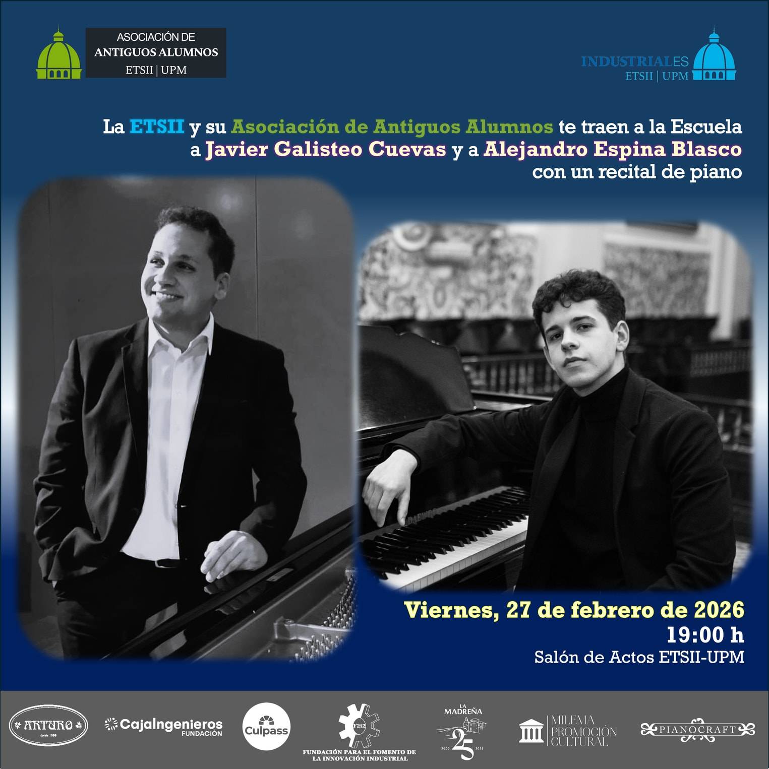 Javier Galisteo y Alejandro Espina. Piano en la ETSII