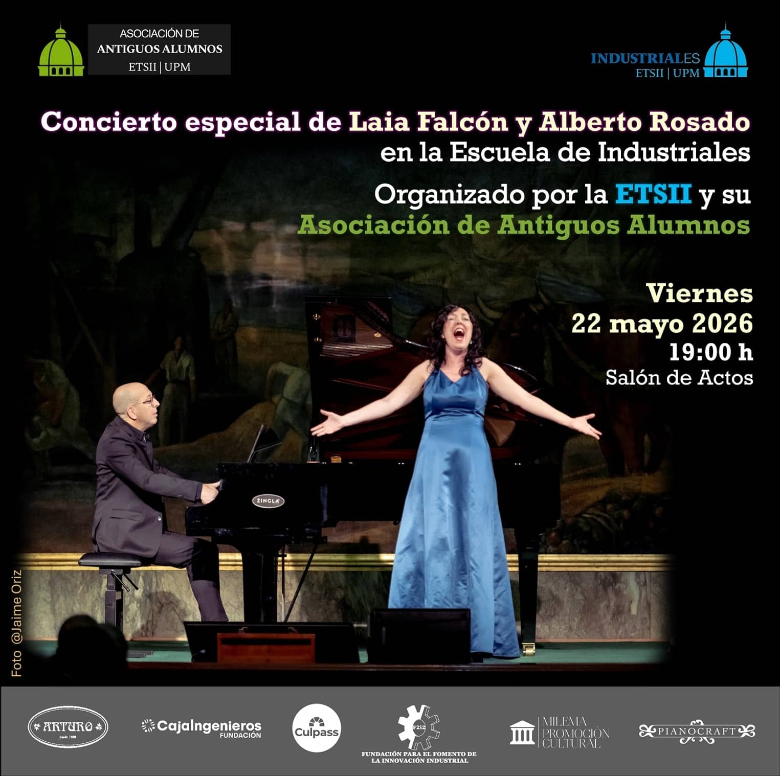 Laia Falcón y Alberto Rosado en la Escuela de Industriales